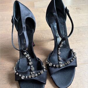 Emanuel Ungaro Black Satin Heels size 8.5